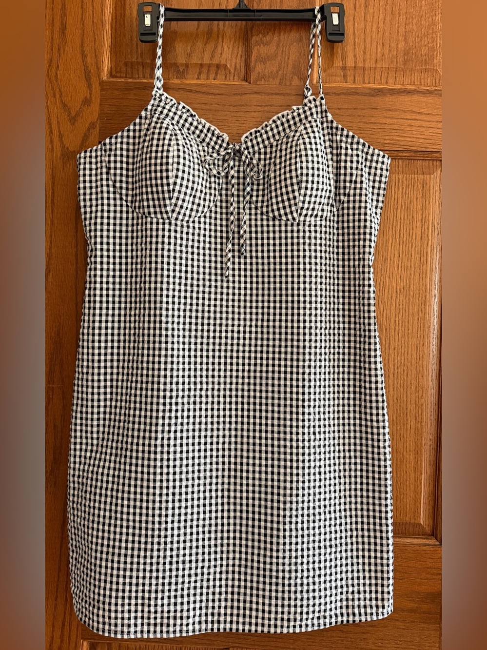 NWOT Black & White Gingham Spaghetti Strap Dress. XL 15-17 junior. No Boundaries
